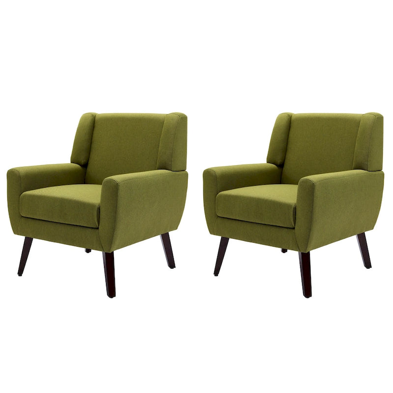 Wingback Accent Chair Set of 2 - Polyester Upholstered