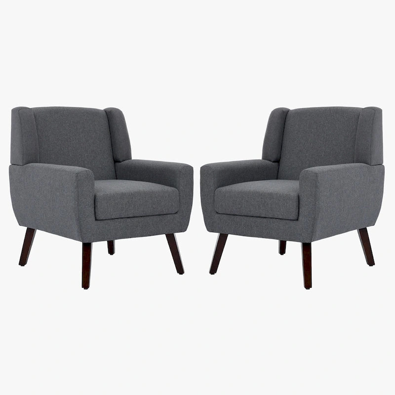 Wingback Accent Chair Set of 2 - Polyester Upholstered