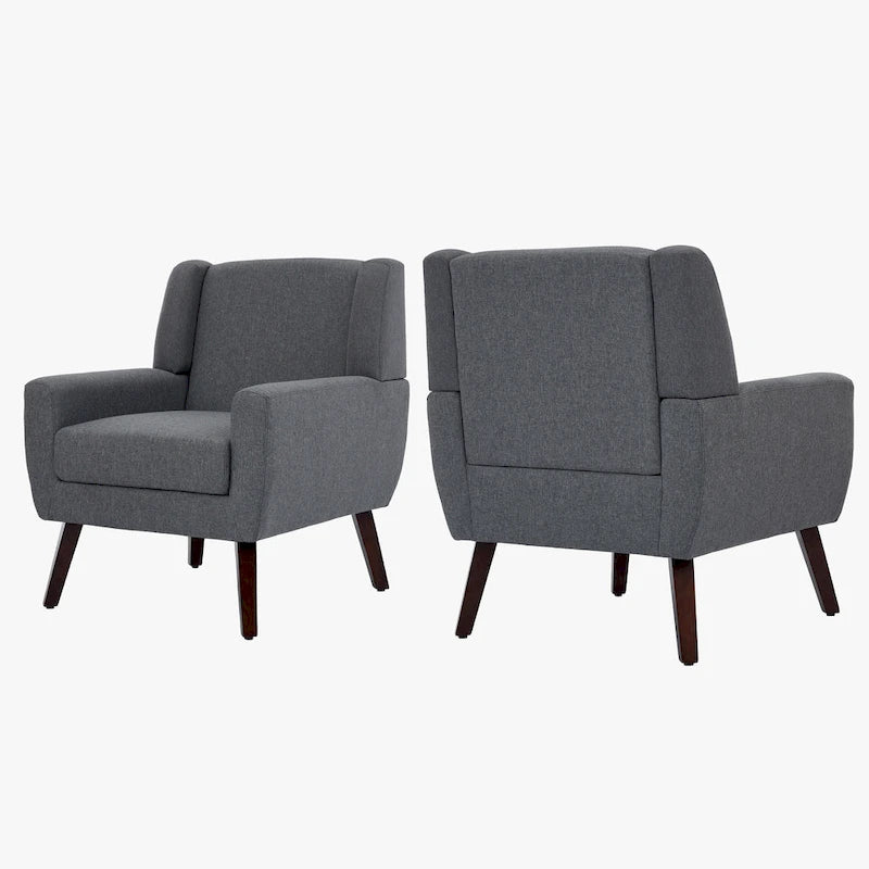 Wingback Accent Chair Set of 2 - Polyester Upholstered