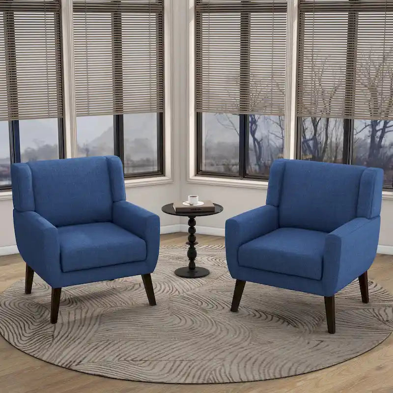 Wingback Accent Chair Set of 2 - Polyester Upholstered