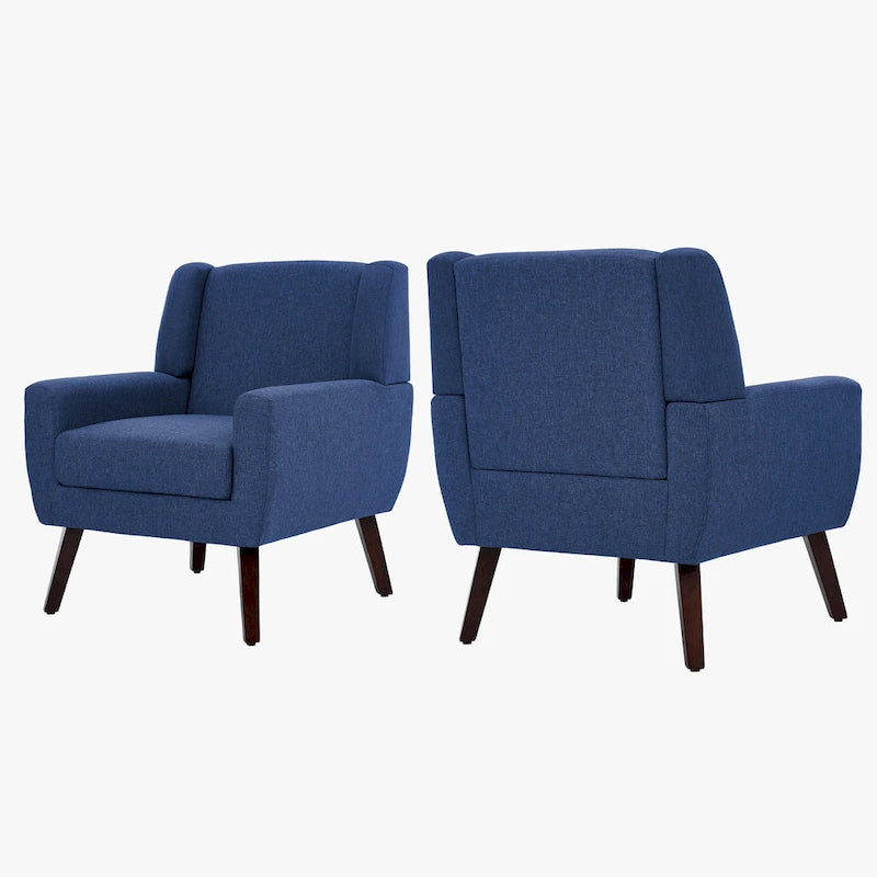 Wingback Accent Chair Set of 2 - Polyester Upholstered