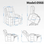 Infinite Position Power Lift Recliner with Massage and Heat, Dual USB Ports, Cup Holders, Side Pockets, Ideal for Seniors