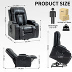 Infinite Position Power Lift Recliner with Massage and Heat, Dual USB Ports, Cup Holders, Side Pockets, Ideal for Seniors