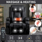 Infinite Position Power Lift Recliner with Massage and Heat, Dual USB Ports, Cup Holders, Side Pockets, Ideal for Seniors