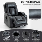 Infinite Position Power Lift Recliner with Massage and Heat, Dual USB Ports, Cup Holders, Side Pockets, Ideal for Seniors