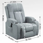 Infinite Position Power Lift Recliner with Massage and Heat, Dual USB Ports, Cup Holders, Side Pockets, Ideal for Seniors