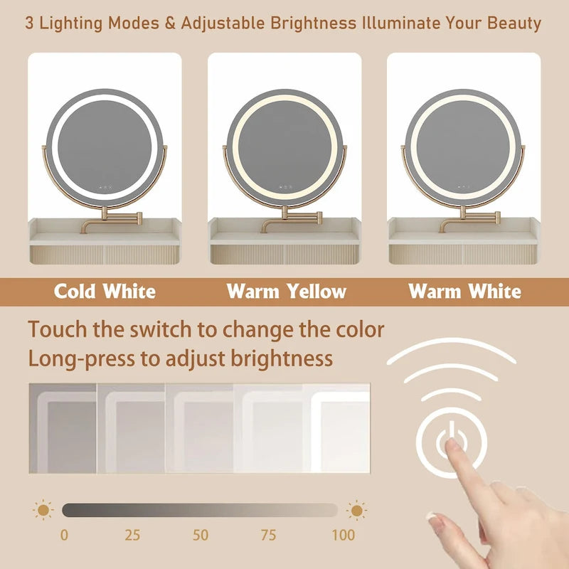 Toeletta 3 in 1 con specchio e luce