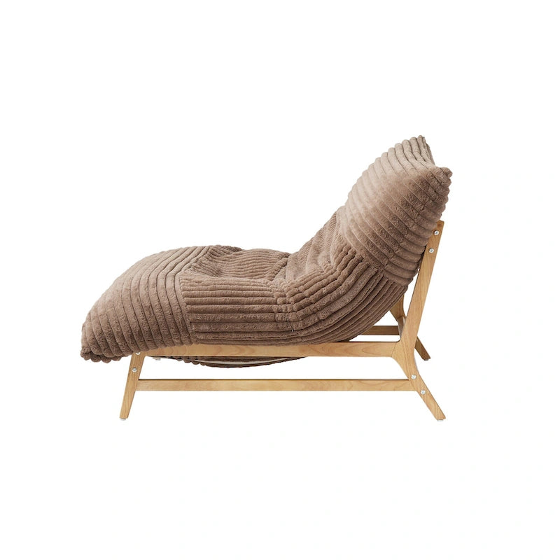 Bean Bag Accent Chair Large Plush Bean Bag Lounger with Solid Wood Frame Comfy Lounge Chair with Down Filling