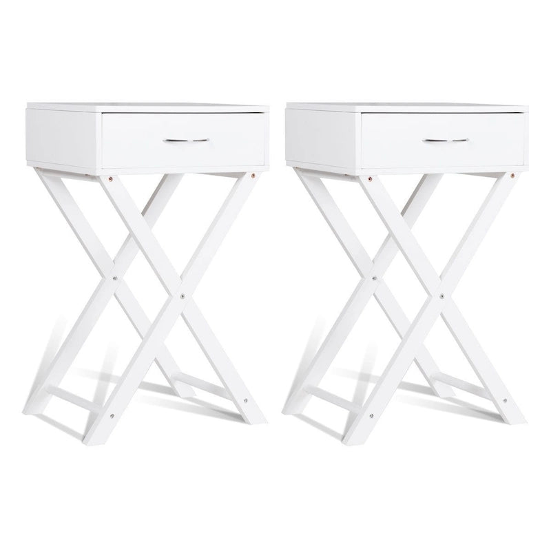 Costway 2 comodini con cassetto a X, tavolino d'appoggio moderno