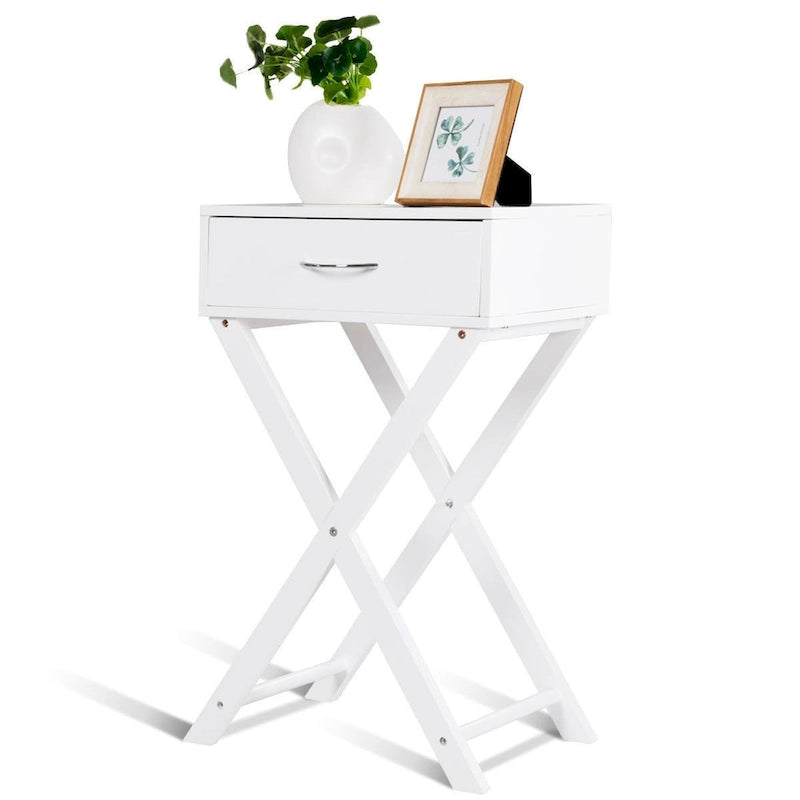 Costway 2 comodini con cassetto a X, tavolino d'appoggio moderno