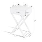 Costway 2 PCS Nightstand X-Shape Drawer Accent side End Table Modern