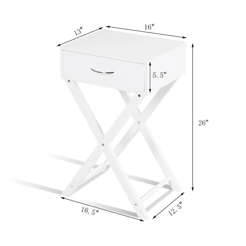 Costway 2 comodini con cassetto a X, tavolino d'appoggio moderno