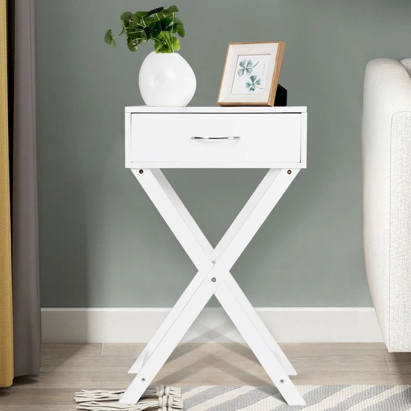 Costway 2 comodini con cassetto a X, tavolino d'appoggio moderno