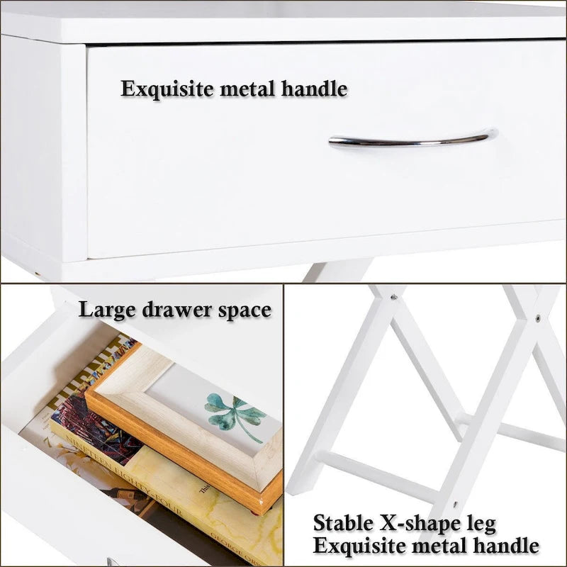 Costway 2 comodini con cassetto a X, tavolino d'appoggio moderno
