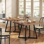Tavolo da pranzo quadrato marrone rustico per 2-4 persone con struttura in metallo nero