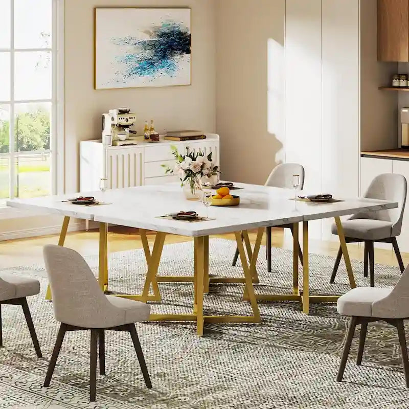 Rustic Brown Square Dining Table for 2-4 People with Black Metal Frame