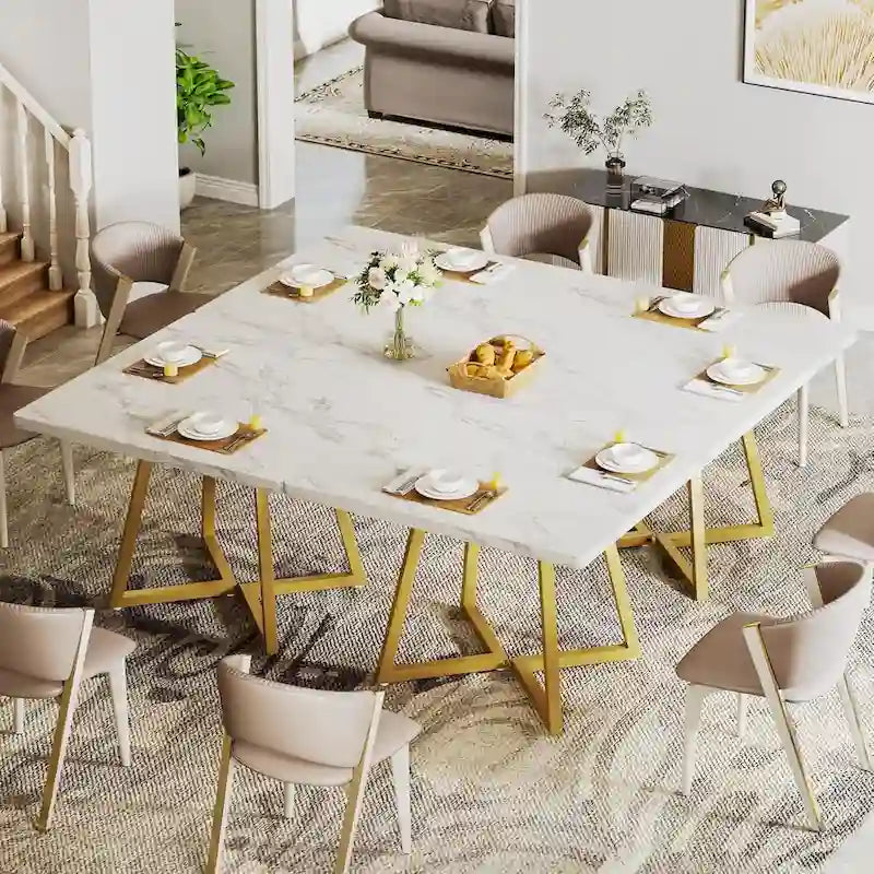 Tavolo da pranzo quadrato marrone rustico per 2-4 persone con struttura in metallo nero