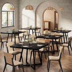 Tavolo da pranzo quadrato marrone rustico per 2-4 persone con struttura in metallo nero