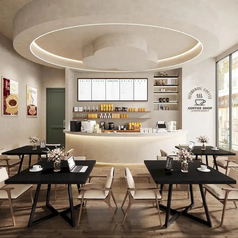 Rustic Brown Square Dining Table for 2-4 People with Black Metal Frame