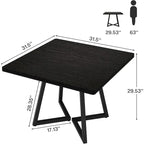 Tavolo da pranzo quadrato marrone rustico per 2-4 persone con struttura in metallo nero