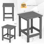 Gymax 2 PZ 14 Tavolino laterale da patio Adirondack Quadrato in HDPE per tutte le stagioni