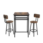 Modern 3-Piece Dining Set with Square Table, Partition & 2 Bar Stools