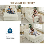 Modern 47.8 Upholstered Oversized Chaise Longue Chair with Ottoman and Pillows