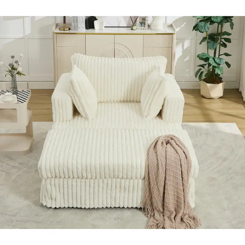 Moderna Chaise Longue Imbottita Oversize da 47,8 pollici con Ottomana e Cuscini