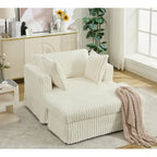 Modern 47.8 Upholstered Oversized Chaise Longue Chair with Ottoman and Pillows
