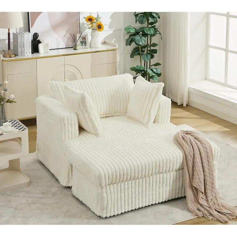 Moderna Chaise Longue Imbottita Oversize da 47,8 pollici con Ottomana e Cuscini