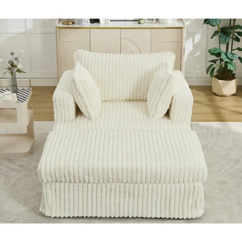 Moderna Chaise Longue Imbottita Oversize da 47,8 pollici con Ottomana e Cuscini