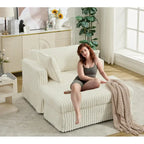 Modern 47.8 Upholstered Oversized Chaise Longue Chair with Ottoman and Pillows