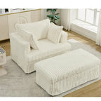 Modern 47.8 Upholstered Oversized Chaise Longue Chair with Ottoman and Pillows