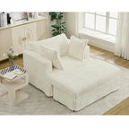 Modern 47.8 Upholstered Oversized Chaise Longue Chair with Ottoman and Pillows