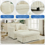 Modern 47.8 Upholstered Oversized Chaise Longue Chair with Ottoman and Pillows
