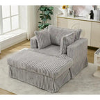 Modern 47.8 Upholstered Oversized Chaise Longue Chair with Ottoman and Pillows