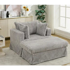 Modern 47.8 Upholstered Oversized Chaise Longue Chair with Ottoman and Pillows