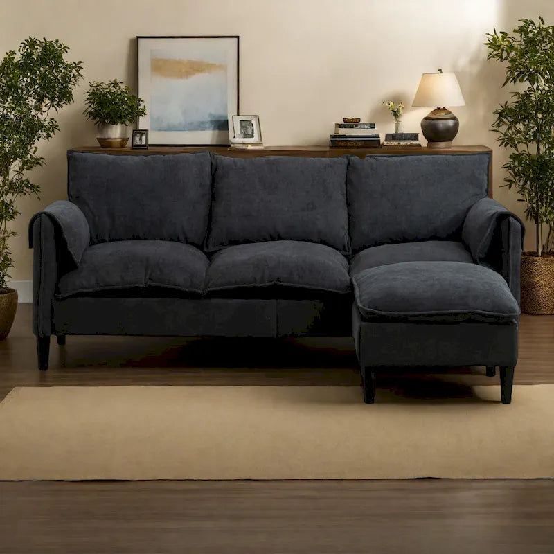 78.74  3-Seater L-Shaped Convertible Sectional Sofa with Footstools and Storage