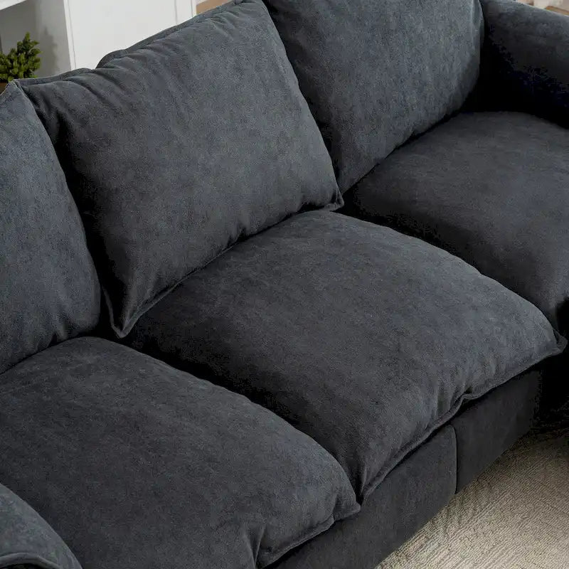 Convertible L-Shaped Sectional Sofa with Storage & Ottoman