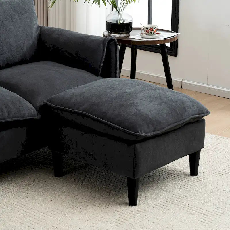 Convertible L-Shaped Sectional Sofa with Storage & Ottoman