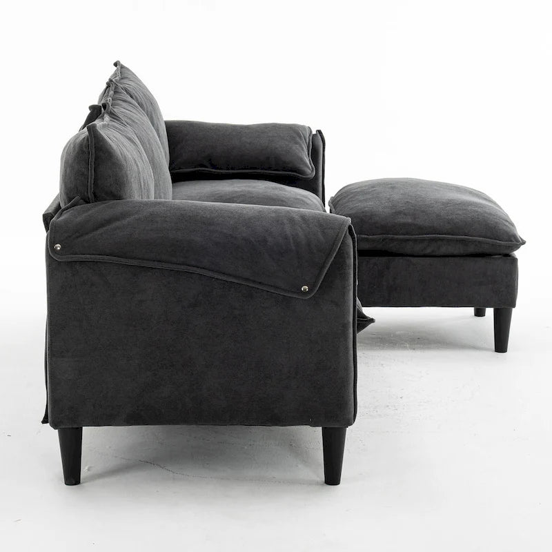 Convertible L-Shaped Sectional Sofa with Storage & Ottoman