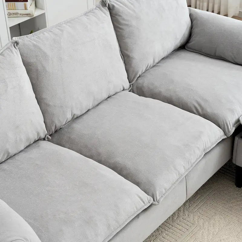 Convertible L-Shaped Sectional Sofa with Storage & Ottoman