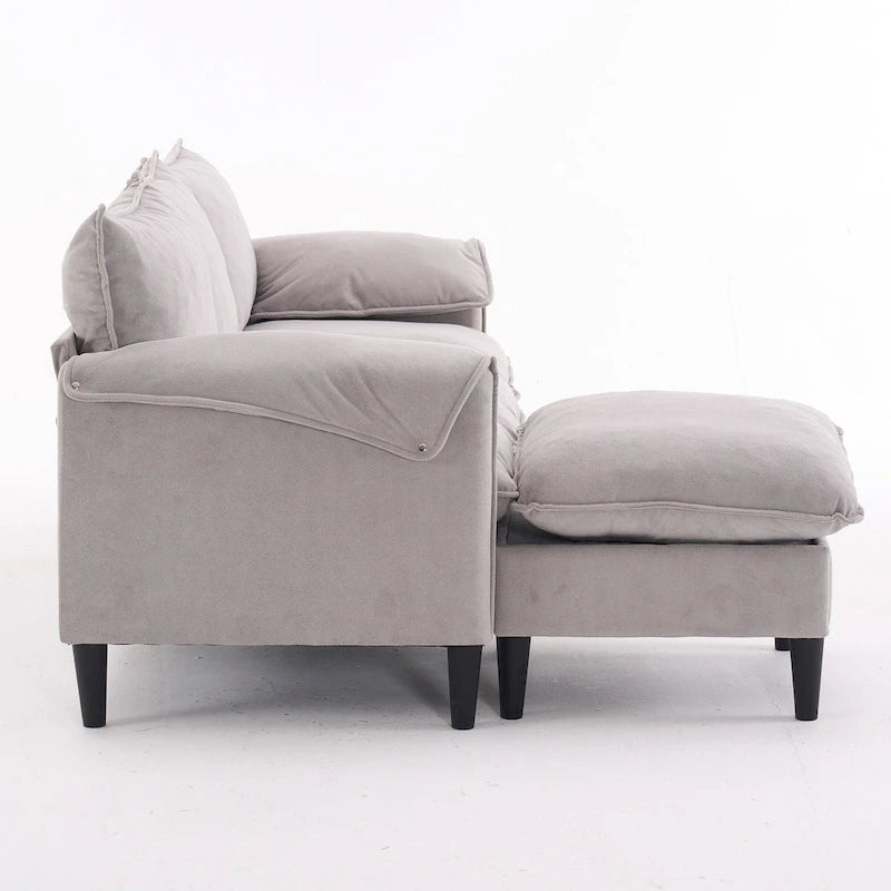 Convertible L-Shaped Sectional Sofa with Storage & Ottoman