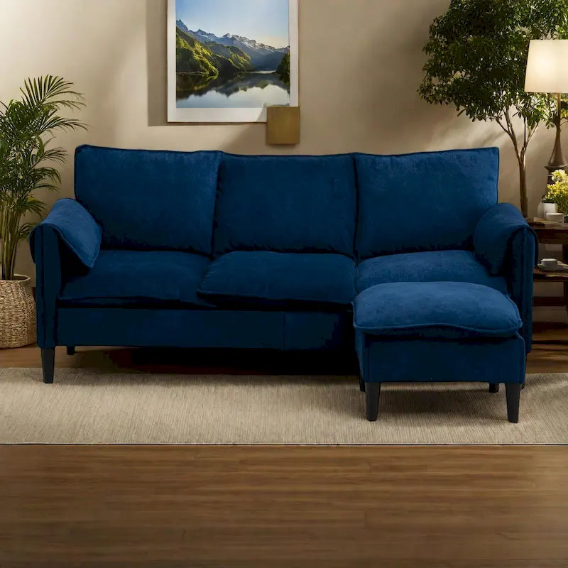 Convertible L-Shaped Sectional Sofa with Storage & Ottoman