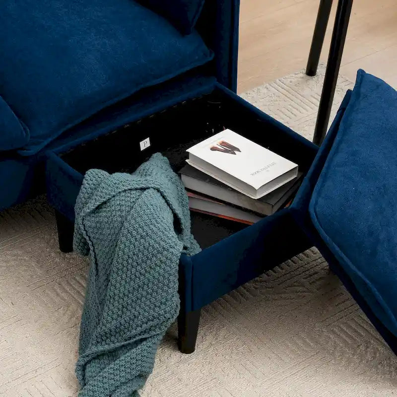 Convertible L-Shaped Sectional Sofa with Storage & Ottoman