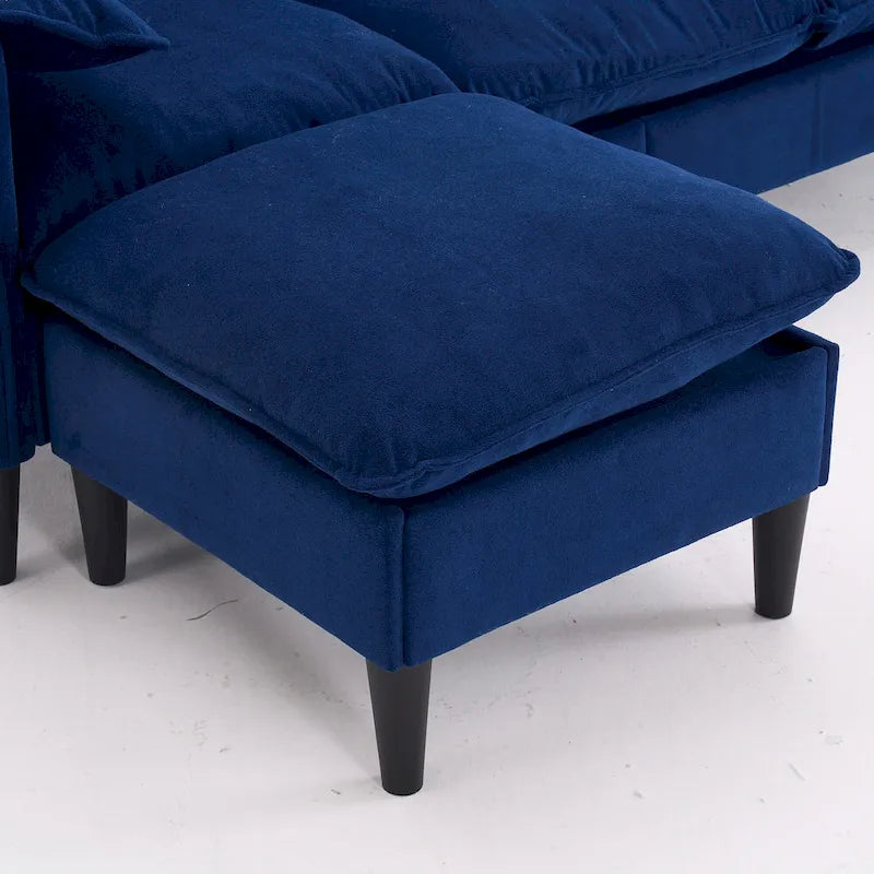 Convertible L-Shaped Sectional Sofa with Storage & Ottoman