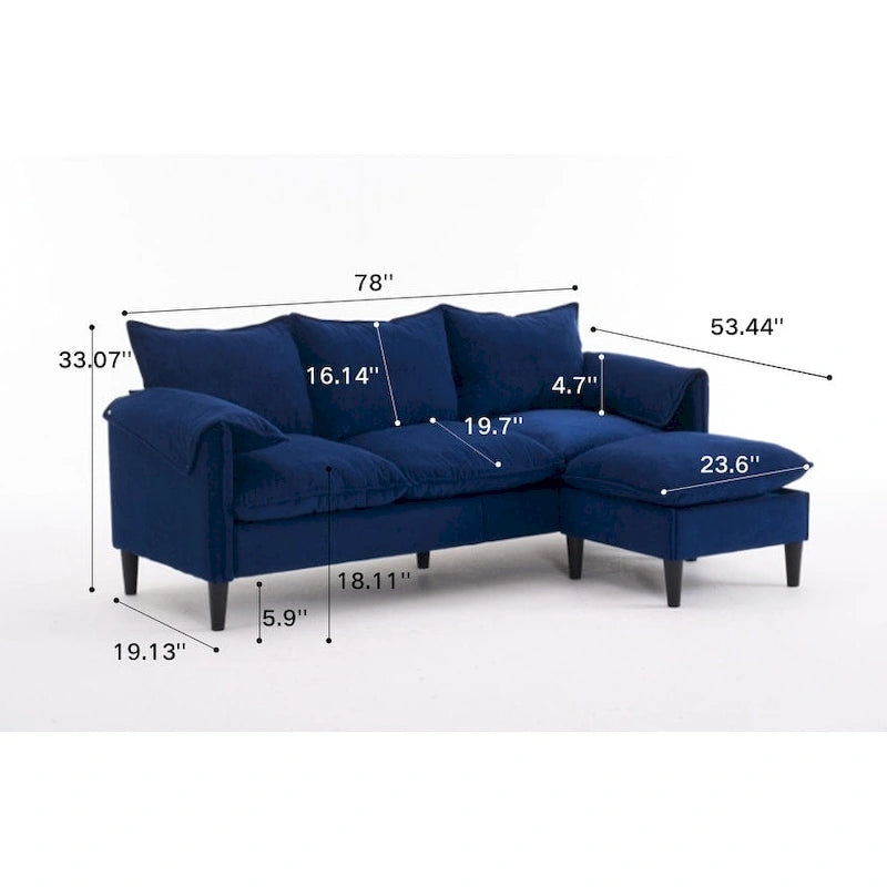 Convertible L-Shaped Sectional Sofa with Storage & Ottoman