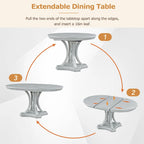 Antique Gray Retro 5-Piece Wooden Dining Table Set with Extendable Round Table & 4 Chairs