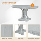 Antique Gray Retro 5-Piece Wooden Dining Table Set with Extendable Round Table & 4 Chairs