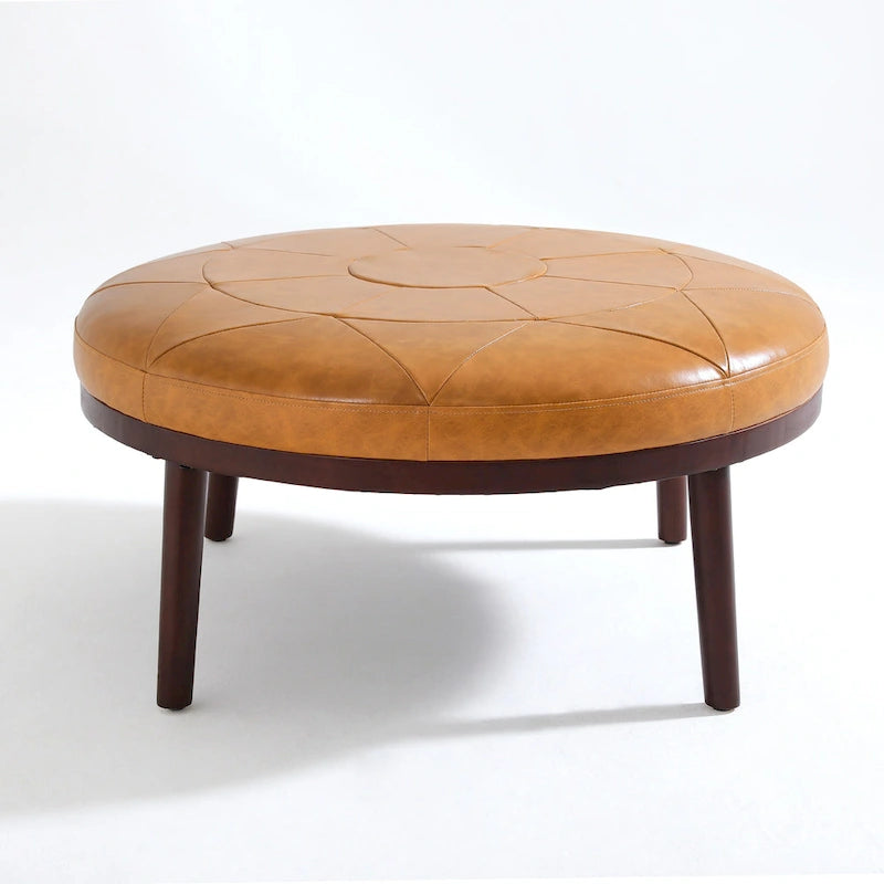 34.5 W Full-Grain Genuine Italian Leather Ottoman Set of 2